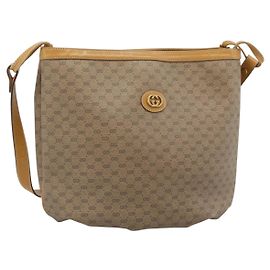 Borsa a tracolla GUCCI Micro GG Supreme PVC Beige Oro Auth ka4765