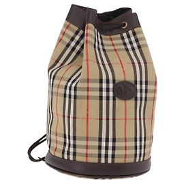 Borsa a Spalla Burberrys Nova Check in Tela Beige Auth 186020A