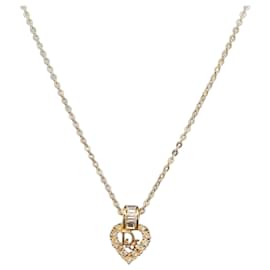 Collana Christian Dior Cuore in strass metallo Oro Auth SW2427