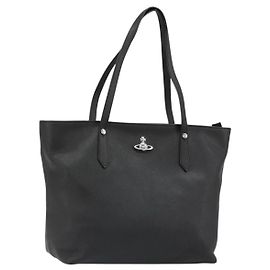 Borsa Vivienne Westwood in pelle nera argento Auth 187344