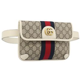 GUCCI GG Supreme Sherry Line marsupio in PVC Beige Red Navy 674081 Auth ka4820V
