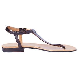 Sandali T-Bar in pelle con stampa coccodrillo Ralph Lauren Collection