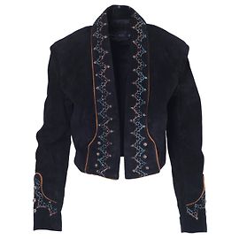 Autre Marque Chaqueta Western de Gamuza con Adornos Patricia Wolf en Negro