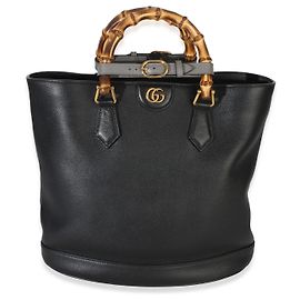 Tote Gucci Black Dollar Calfskin GG Diana Medium Bamboo Handle