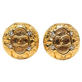 Orecchini a clip rotondi Chanel Coco Mark placcati oro