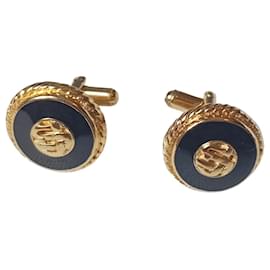 Gemelli St John placcati oro e smalto blu - Autre Marque