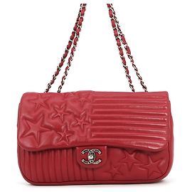 Borsa a tracolla Chanel in agnello rosso