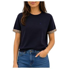 Burberry Top de punto azul marino con detalle de cuadros