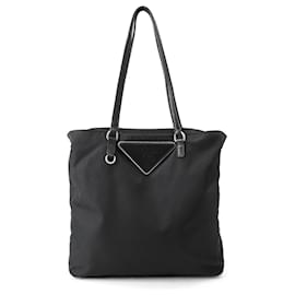 Borsa Tote in Nylon con Triangolo Prada