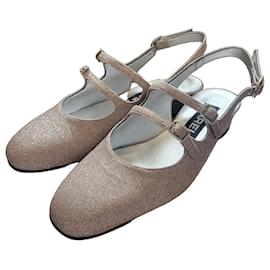 Carel Babies Slingback Schuhe aus Glitzerkalbleder - Platin