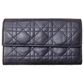 Dior Cannage Navy Blue Leather Wallet