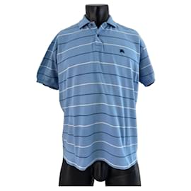 Burberry Blue Striped Cotton Polo
