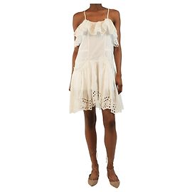 Isabel Marant Etoile White broderie anglaise cotton-voile mini dress - size UK 8