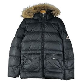 Piumino Pyrenex nero da uomo con cappuccio in pelliccia