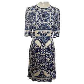 Dolce & Gabbana Blu Mediterraneo Majolica Seidenmaxikleid