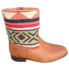 Autre Marque Botines Kiboots de cuero y kilim