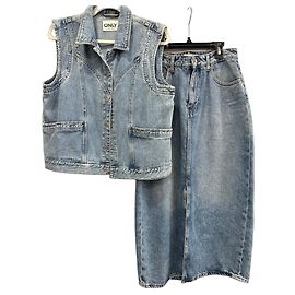 Autre Marque Conjunto ONLY Chaqueta vaquera sin mangas y falda midi