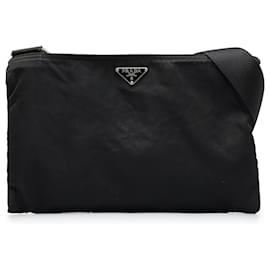 Borsa a tracolla Prada Black Tessuto Zip Top