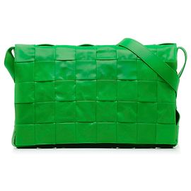 Bottega Veneta Green Maxi Paper Calfskin Intrecciato Cassette Crossbody