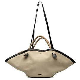Borsa Jil Sander Sombrero Satchel in tela beige