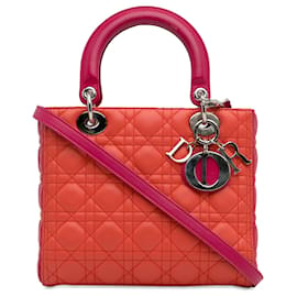 Lady Dior in agnello bicolore arancione, misura Medium