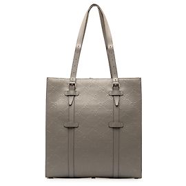 Gucci Vertikaler Tote aus grau geprägtem GG-Leder