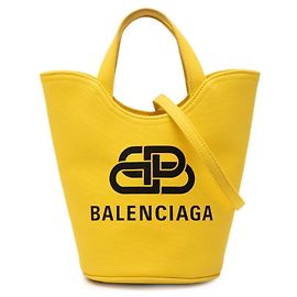 Borsa a secchiello Wave in tela gialla XS di Balenciaga