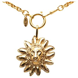 Collana con Medaglione Sole Leone Leo Placcato Oro CC Gold Chanel