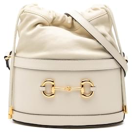 Borsa bucket Gucci 1955 Horsebit in pelle di vitello bianca