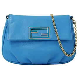 Borsa a mano in pelle azzurro chiaro Fendi
