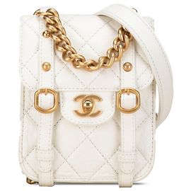 Chanel White Mini Aged Calfskin City School Flap