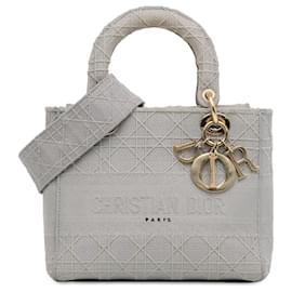 Dior Gris Toile Cannage Lady D Lite Taille Medium