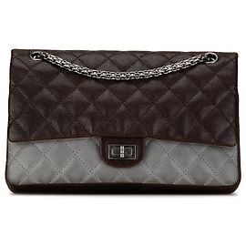 Chanel Marrone Caviar e Pelle di Vitello Iridescente Reissue 2.55 Double Flap 226
