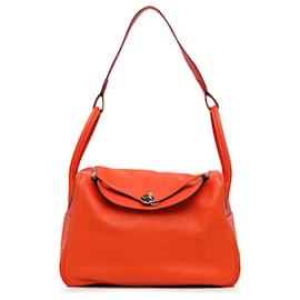 Hermès Orange Clemence Lindy 34