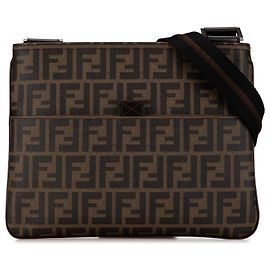 Fendi Marrone Zucca Tela Cerata a Tracolla