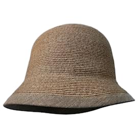 Hermès Sommerhut aus Leinen dunkelbeige T57