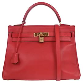 Hermès Borsa Hermes Kelly Rossa Swift con Hardware Oro 32