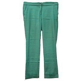 Pantaloni a gamba dritta in viscosa jacquard verde Etro
