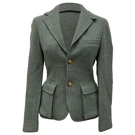Ralph Lauren Sakko mit Ellbogenpatches und Taschen aus olivfarbener Wolle