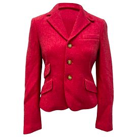 Blazer monopetto Ralph Lauren Rugby con toppe sui gomiti in lana rossa