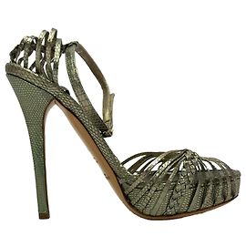 Sandalias de tiras Ralph Lauren Collection en piel dorada