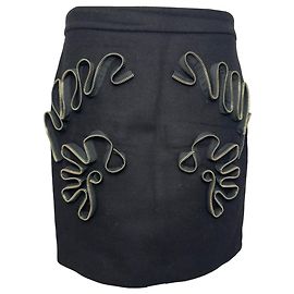 Stella Mc Cartney Minifalda Stella Mccartney Swirling Zip Accent en lana negra