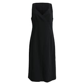 Giorgio Armani Ärmelloses Armani Collezioni Midi-Kleid mit V-Ausschnitt aus schwarzer Wolle