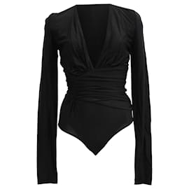 Body Alexandre Vauthier con cuello en V en viscosa negra