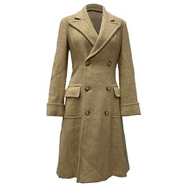 Abrigo cruzado de espiga Ralph Lauren en lana de cordero beige