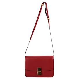 Celine Medium Classic Box Schultertasche aus burgunderfarbenem Kalbsleder - Céline