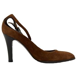 Zapatos de tacón con hebilla Ralph Lauren Collection en piel y ante marrón