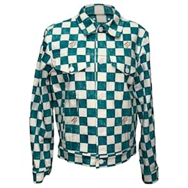 Giacca Trucker Louis Vuitton Damier Denim in cotone verde