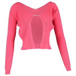 Cárdigan corto La Maille Pralu de Jacquemus en viscosa rosa