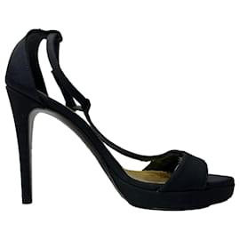 Sandali con cinturino alla caviglia Ralph Lauren Collection in tela blu navy